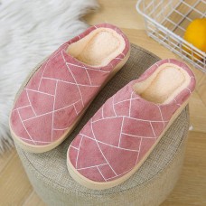 Women Casual Geometric Printing Closed Toe Warm Lining Home Slippers