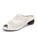Women Hollow Out Low Heel Comfy Soft Sole Casual Sandals