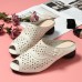 Women Hollow Out Low Heel Comfy Soft Sole Casual Sandals