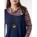 Tribal Pattern Contrast Asymmetrical Long Sleeve Sweatshirt