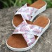Women Casual Comfy Summer Vacation Colorful Leaf Pattern Outdoor Slippers
