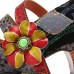  Genuine Leather Hook   Loop Comfy Retro Colorblock Floral Decor Mary Jane Heels
