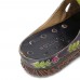  Genuine Leather Hand Made Retro Ethnic Floral Embellished Slip  On Comfortable Closed Toe Slippers